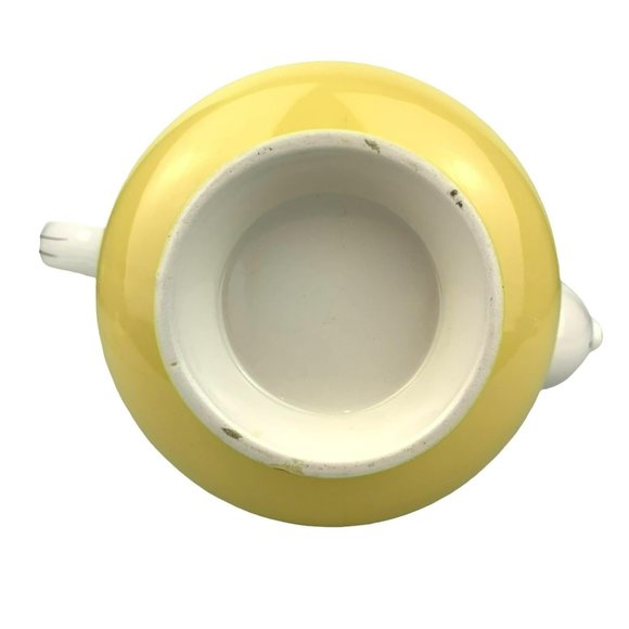 Vtg Teapot Century Service Autumn Gold Wheat Yellow White Fall Homer Laughlin - Picture 10 of 11